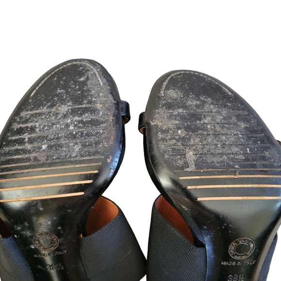 Dries Van Noten Heeled Sandals Sz 38.5 Black Leather Tassle Curved Heels - Picture 7 of 7